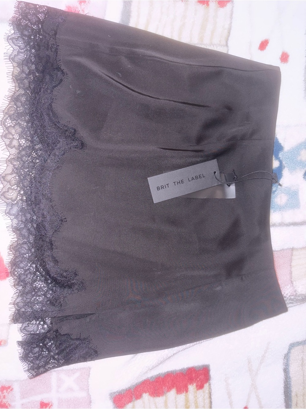 Black Lace-Trim Mini Skirt